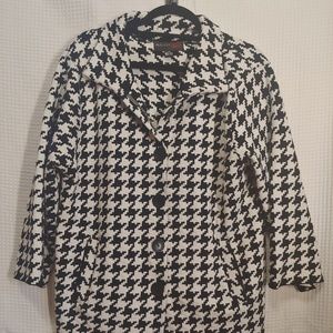 ALIN women's LARGE black white pattern peacoat